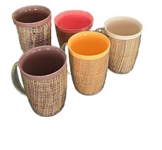 Five (5) South Seas ~ Raffiaware ~ Thermo-Temp Mugs/Cups ~ Multicolor ~ 1970&#39;s - £33.63 GBP