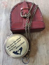 Antique Flat Pocket Compass with Lovely Quote of Robert Frost || (Antique Brown  - £35.95 GBP