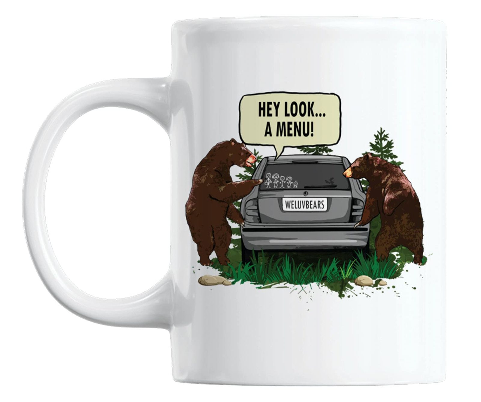 Make Your Mark Design Funny Family &amp; Bear Camping Meme White Ceramic Cof... - $19.79+