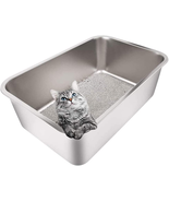 Yangbaga Stainless Steel Litter Box for Cat and Rabbit, Large Size with ... - £55.44 GBP