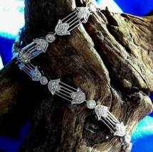 Natural Diamond Deco 2 carat Tennis Line Bracelet 18K White Gold 7.5 inch Women - $9,963.32 CAD