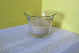 clear glass TEA LIGHT AND HOLDER small 1.75 inches tall price for both (FOX) - £4.76 GBP