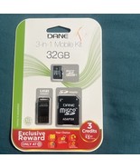 Dane 3-In-1 Mobile Kit 32 GB Micro SDHC Card With USB Adapter and SD Ada... - $24.75