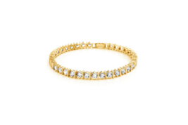 Authentic Crislu Accented Solitaire Tennis Bracelet in Yellow Gold (8.55 ct.) - £168.56 GBP