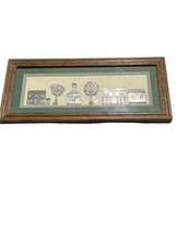 Vtg Reed Pewter Wall Art Framed Matted Village Church Trees School? Bank? - £39.46 GBP