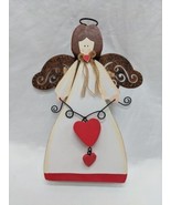 Russ Wooden Angel Holding Hearts 7&quot; Home Decor - $11.58