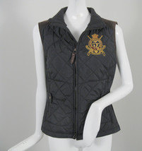 NEW Polo Ralph Lauren Womens Equestrian Quilted Vest! Small  Black  Sued... - $124.99