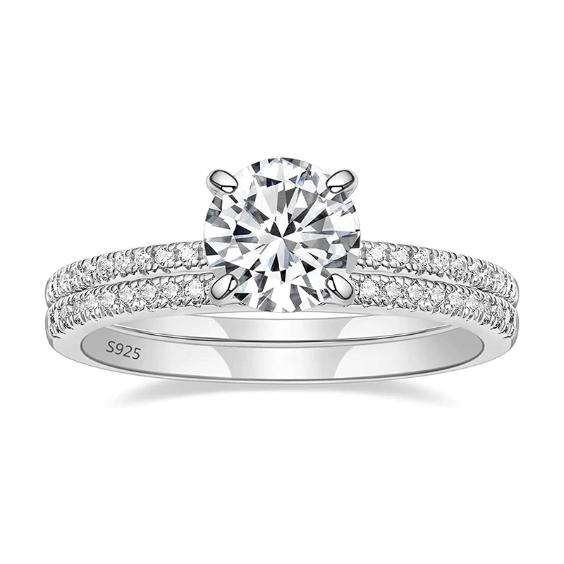 1.25 Carat 925 Sterling Silver Bridal Ring with Four Prongs Round CZ Engagement  - £26.87 GBP