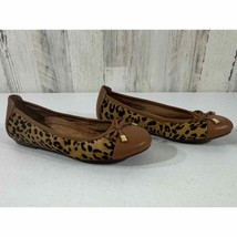 Vionic Minna Ballet Flat Brown Leather Leopard Print Calf Hair Size 7 - £19.43 GBP