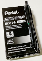 New Pentel 12-PACK Handy-Line S Black Retractable Permanent Marker NXS15-A Fine - £11.06 GBP