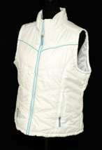 PARIS BLUES SLEEVELESS VEST JACKET SIZE LARGE WHITE W/ BLUE PIPING PUFFY... - $13.10