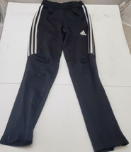 Adidas Pants Boys Medium Gray White Striped Casual Gym Workout Zipper Youth - $4.95