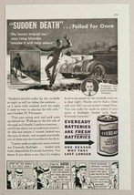 1936 Print Ad Eveready Batteries Man with Flashlight Almost Hit by Car  - $9.88