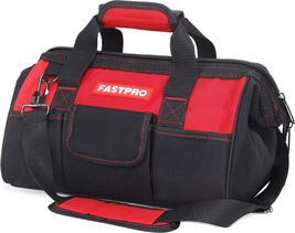 FASTPRO 14-Inch Zip-Top Wide Mouth Open Storage Tool Bag, Classic Black&amp;Red Desi - £25.23 GBP