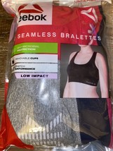 Reebok ~ Women&#39;s 2-Pack Seamless Bralettes Bra Sports Stretch Nylon Blend ~ L - £17.27 GBP