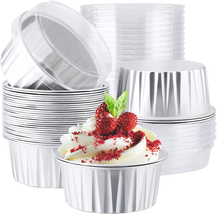 Disposable Foil Baking Cups,  30Pcs 5Oz Muffin Liners Cups with Lids, Aluminum C - £12.82 GBP