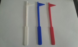 3 American Airlines Swizzle Sticks Drink Stirrers Red White Blue Flags - £5.10 GBP