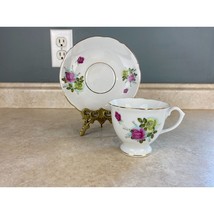 China Crane Pink And Yellow Rose Tea Cup And Saucer Set - $10.88