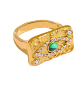 Malachite Evil Eye Ring Stainless Steel - $34.68 CAD