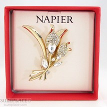 N API Er Calla Lily Brooch Pin Crystal Rhinestone New In Gift Box - $19.75