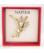 NAPIER CALLA LILY BROOCH PIN CRYSTAL RHINESTONE NEW IN GIFT BOX - €17,01 EUR