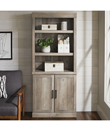 Glendale 5 Shelf Bookcase with Doors, Rustic Gray Finish - €223,54 EUR