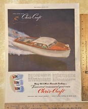 Vintage Print Ad Chris Craft Custom Sportsman Boat Buy US War Bonds 13.5 x 10.5&quot; - £14.63 GBP