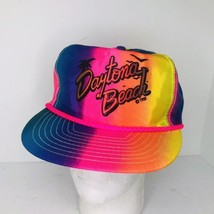 Vintage Daytona Beach Tourist Hat Cap Multicolor Rainbow Tie Dye Nissin - £17.18 GBP