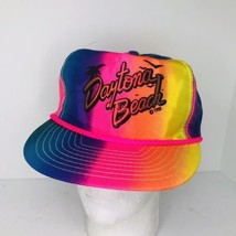 Vintage Daytona Beach Tourist Hat Cap Multicolor Rainbow Tie Dye Nissin - $21.68
