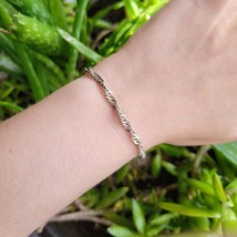 Vintage Dainty Italian Sterling Silver 925 Twist Rope Bracelet - £19.27 GBP