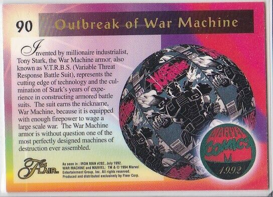 N) 1994 Flair Marvel Comics Trading Card War Machine #90 Item image 2