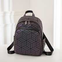 Women Luminous Brand Backpack Holographic reflective Geometric travel Shoulder B - £40.28 GBP