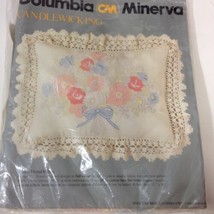 Columbia Minerva 7538 Candlewicking Kit Pastel Floral Pillow 1983 Sealed Pack - £5.99 GBP