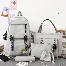 5 Pcs Set Harajuku Women Laptop Backpack Canvas School Bags For Teenage Girls Ka - £40.32 GBP