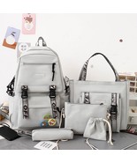 5 Pcs Set Harajuku Women Laptop Backpack Canvas School Bags For Teenage ... - £39.86 GBP