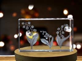LED Base included | Lily of the Valley Flower 3D Engraved Crystal 3D Engraved  - £32.47 GBP+
