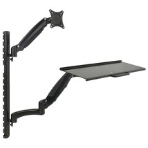 VIVO Black Sit-Stand Wall Mount Counterbalance Height Adjustable Monitor... - £146.30 GBP