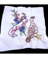 Alaska Bird Embroidered Quilted Square Frameable Art State Needlepoint Vtg - $18.49