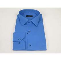 Men's Shirt By CASILA Turkey Cotton Blend Long Sleeves 502000-05 Solid Blue image 4