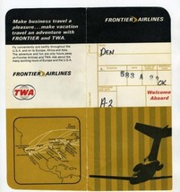 Frontier &amp; TWA Airlines Ticket Jacket Trip Pass 1967 Tulsa Denver Albuqu... - $24.72