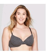 Auden Women&#39;s  36C Cotton Lightly Lined Demi T-Shirt Bra Dark Gray Heather - $275.66 MXN