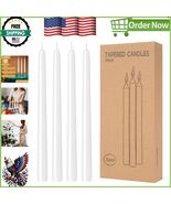 Smokeless Unscented White Taper Candles - 10-Inch Classic 12-Pack for We... - $38.51 CAD