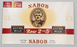 Vintage Nabob Extra Mild Cigar Label 11 3/8&quot; x 7&quot; Man Handlebar Mustache... - $11.29