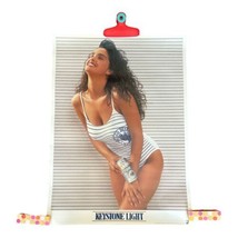 1991 Keystone Light Beer Poster Brunette Swimsuit Model 28x20 Vtg 90’s B... - £12.99 GBP