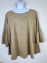 NWT Cato Womens Plus Size 26/28W (3X) Brown Faux Suede Top 3/4 Bell Sleeve - $21.42