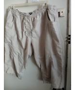 Zhenzi, Beige Capri pants, L 50-52, drawstring waist, Inseam 20, plus size - $280.11 MXN