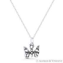 Butterfly Insect Luck Charm Jewelry Oxidized 925 Sterling Silver 14x11mm Pendant - £10.45 GBP+