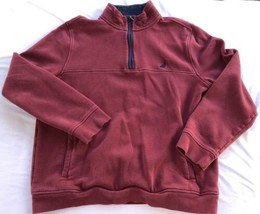 Nautica Sweatshirt Men&#39;s Large Maroon 1/4 Zip Pullover Logo Mock Neck - £12.76 GBP