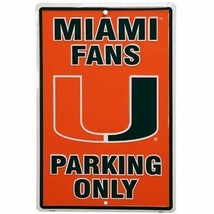 Miami Fans Parking Only Aluminum Wall / Man-cave Sign 12&quot;X18&quot; - £12.57 GBP