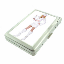 Russian Pin Up Girls D7 Cigarette Case with Built in Lighter Metal Wallet - $19.75